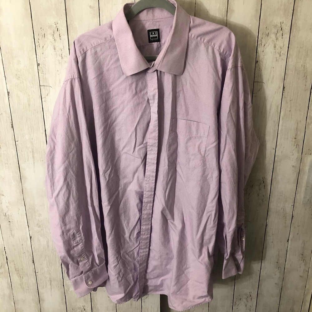 Men’s 19in neck purple plaid shirt tall